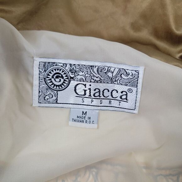 Vintage 80s 90s Giacca Sport Full Zip Windbreaker Jacket Gold Black  Size Medium - Picture 5 of 11